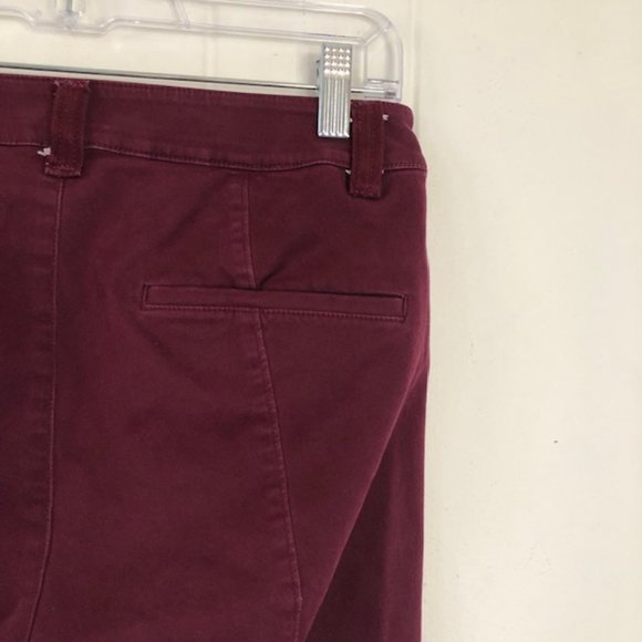 Loft Burgundy Skinny Ankle Pants with Zipper Pockets - Picture 7 of 11